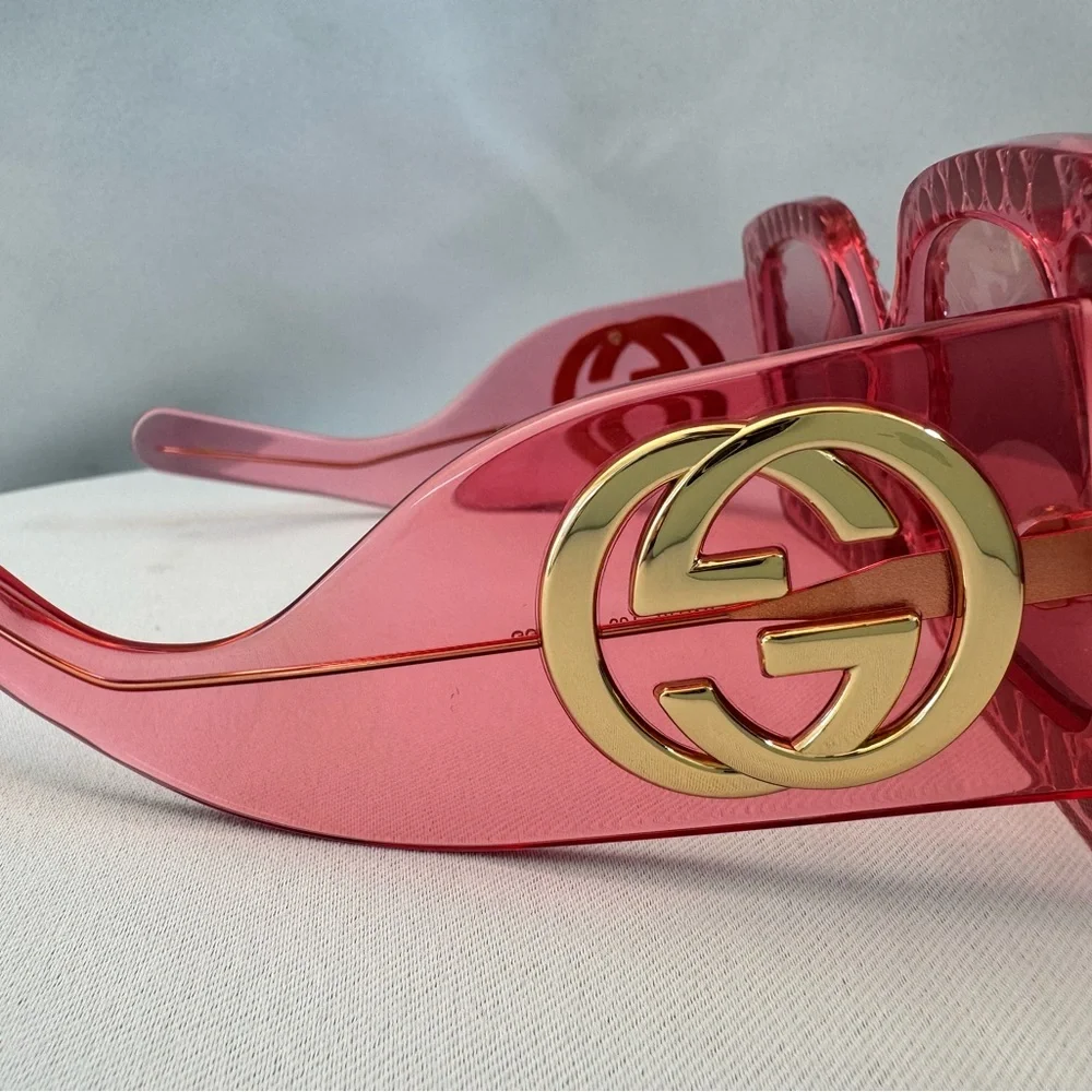 Gucci Acetate Crystal Oversize Forever Hollywood Sunglasses Pink - Picture 5 of 7